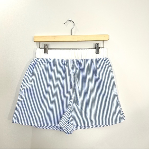 Blue White Stripe High Waist Pj Shorts 4 - Picture 2 of 8